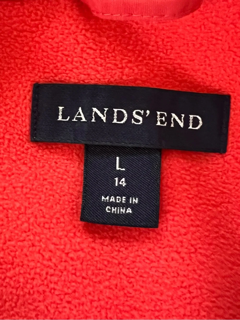 Lands' End Girls' Sz 14 Orange & White Colorblock Hooded Ski Jacket Winter Fun